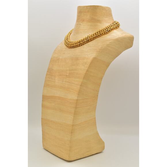 Givenchy Vintage Chunky Collar Necklace Brushed Gold Linked Chain Signed Bin1 - Picture 9 of 12